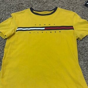 Tommy Hilfiger Mustard Tee with Logo Stripe